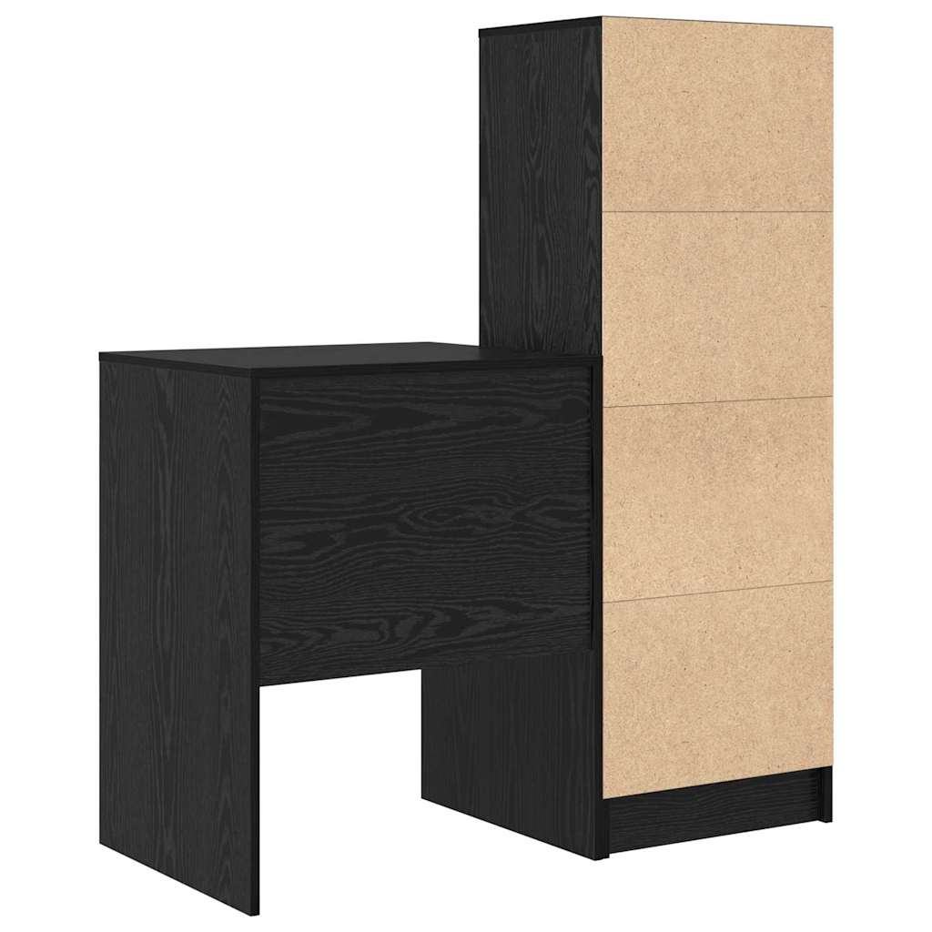 Desk with Storage with Drawer 2 pcs Black oak 60 x 50 x 76 cm