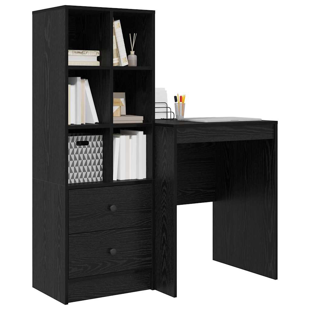 Desk with Storage with Drawer 2 pcs Black oak 60 x 50 x 76 cm
