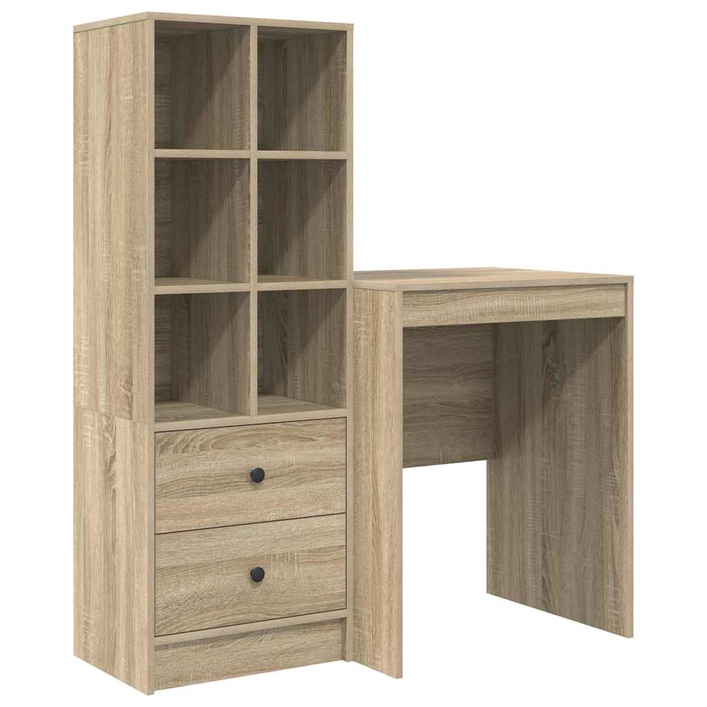 Desk with Storage with Drawer 2 pcs Sonoma Oak 60 x 50 x 76 cm