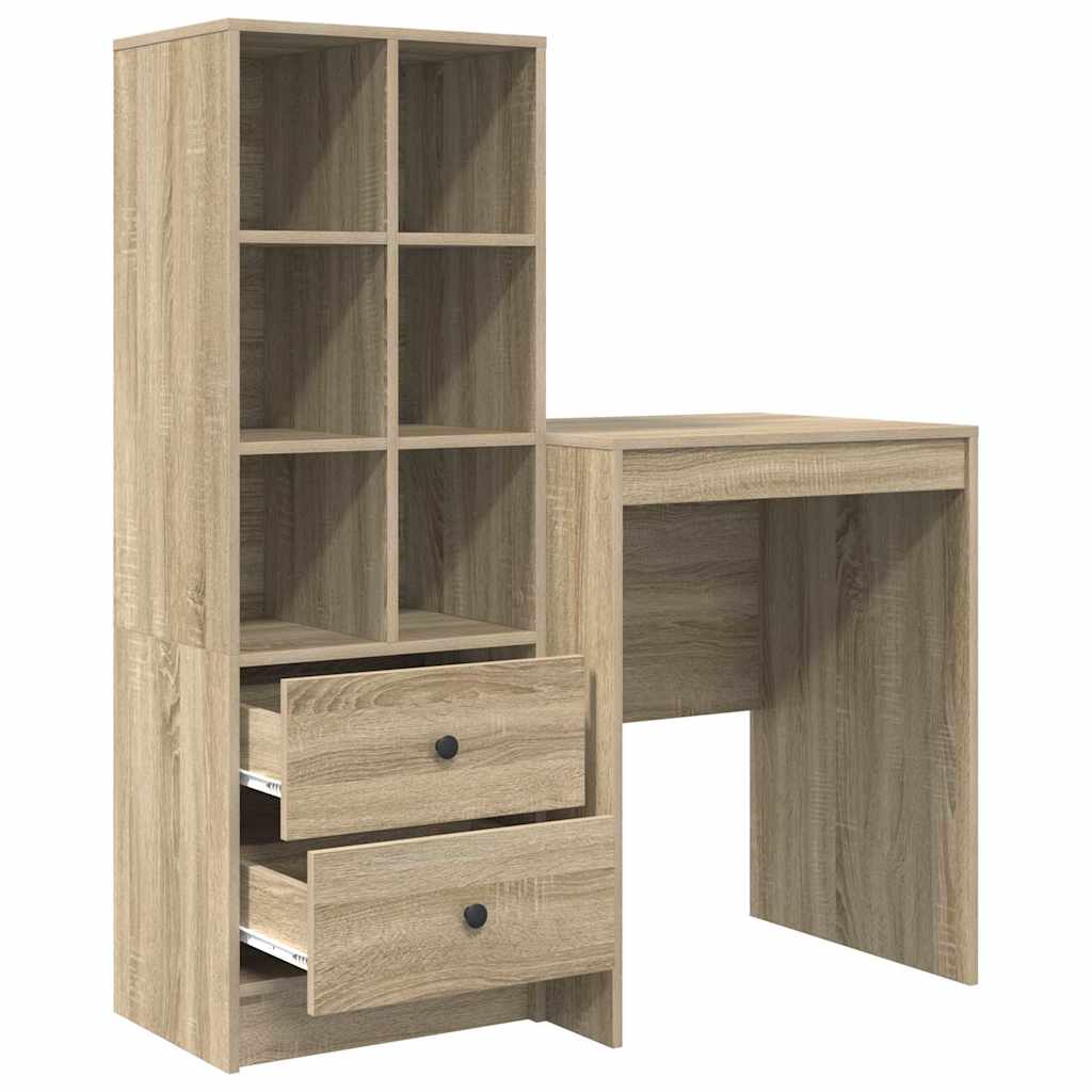 Desk with Storage with Drawer 2 pcs Sonoma Oak 60 x 50 x 76 cm