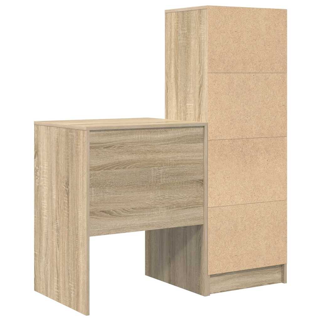 Desk with Storage with Drawer 2 pcs Sonoma Oak 60 x 50 x 76 cm