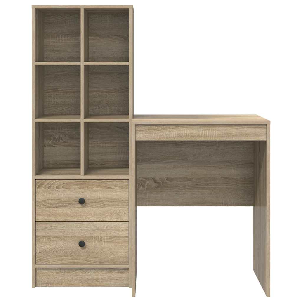 Desk with Storage with Drawer 2 pcs Sonoma Oak 60 x 50 x 76 cm