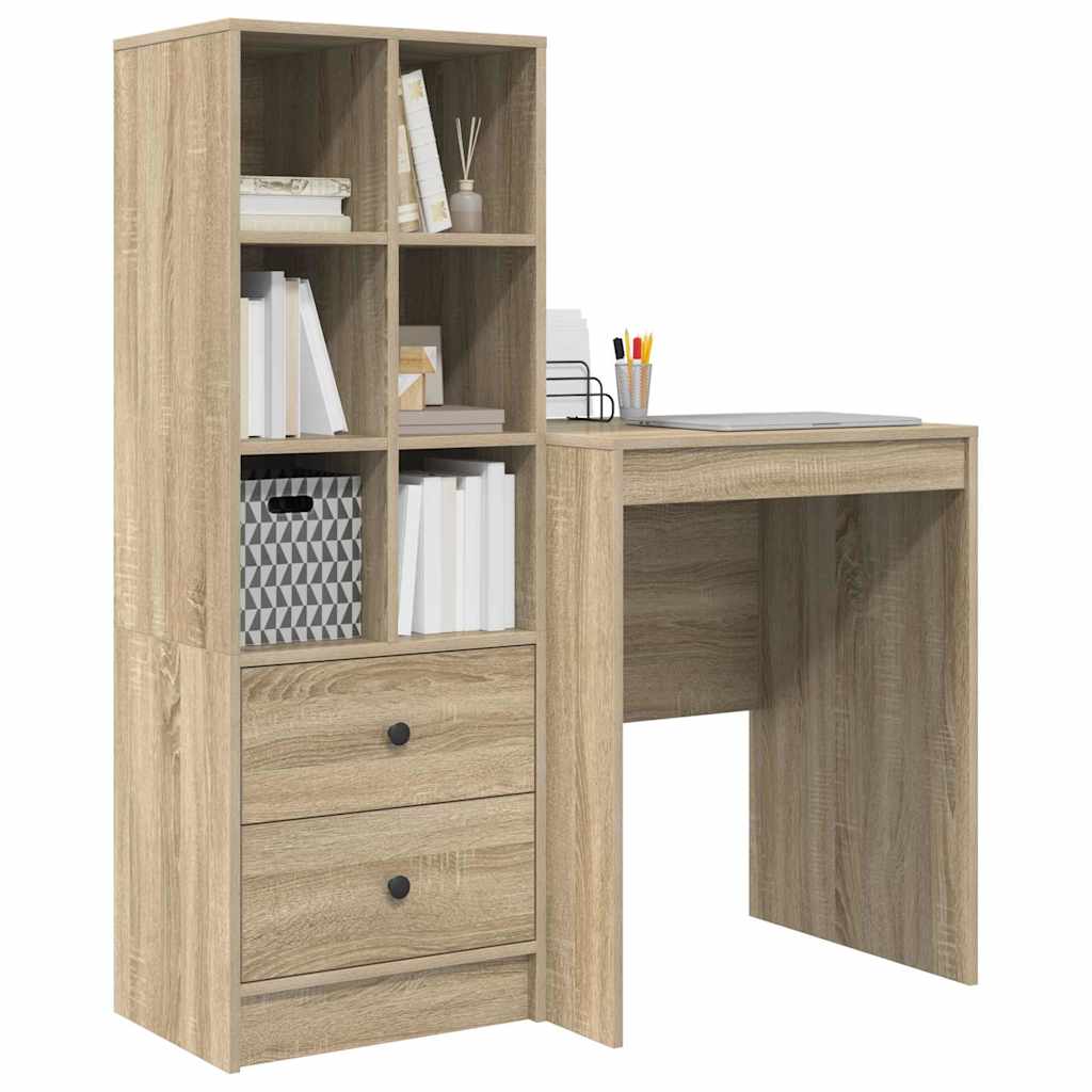 Desk with Storage with Drawer 2 pcs Sonoma Oak 60 x 50 x 76 cm