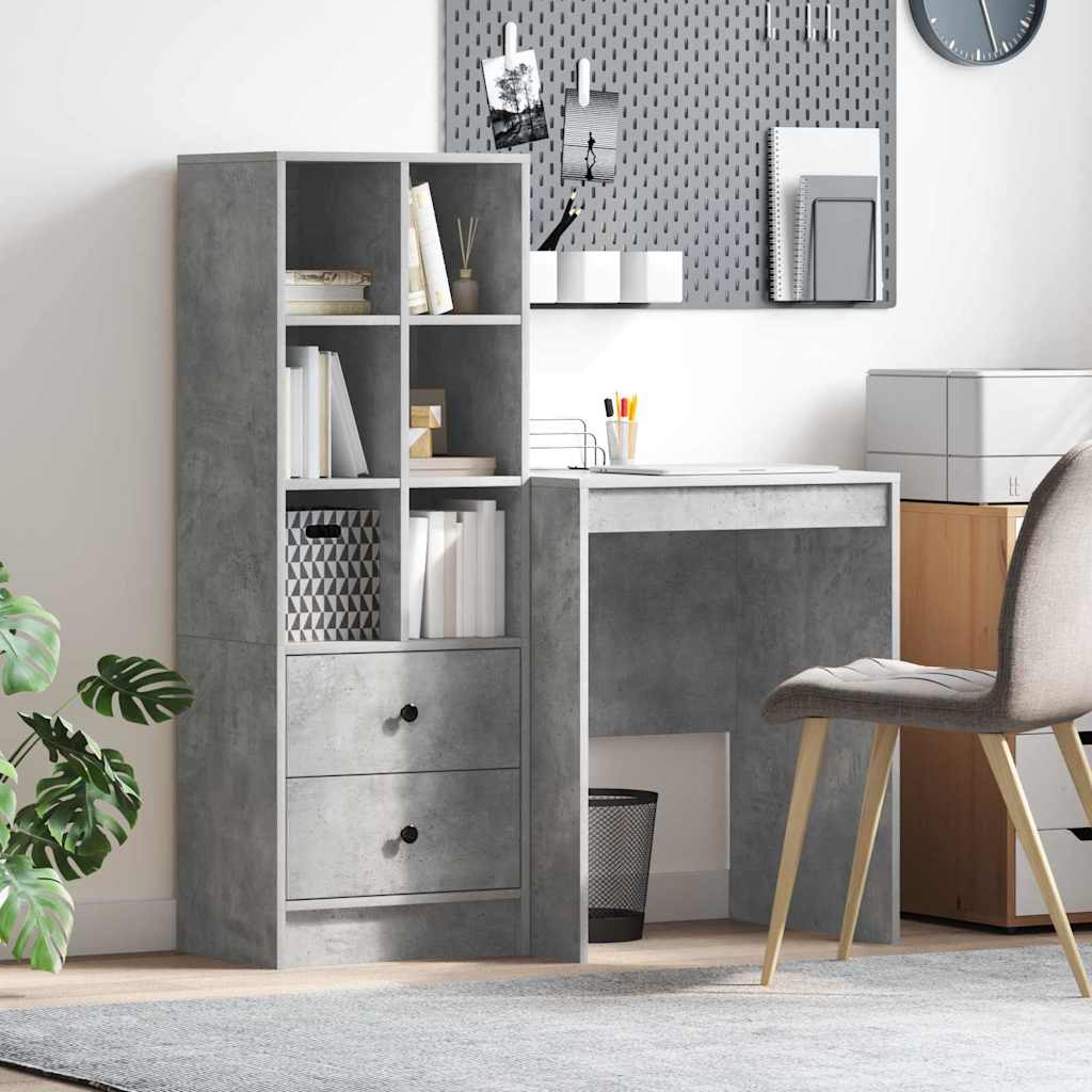 Desk with Storage 2 pcs Concrete Grey 60 x 50 x 76 cm