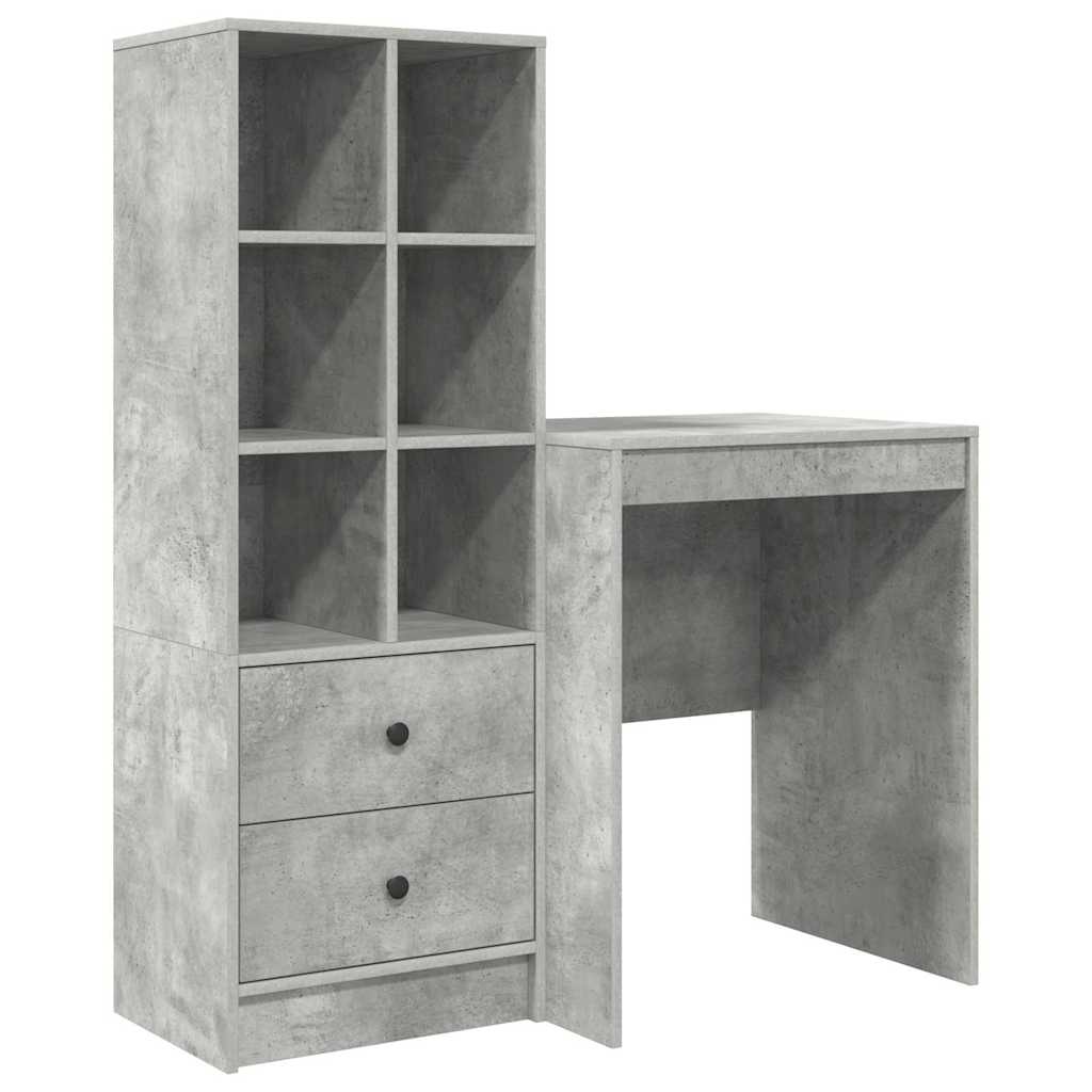 Desk with Storage 2 pcs Concrete Grey 60 x 50 x 76 cm