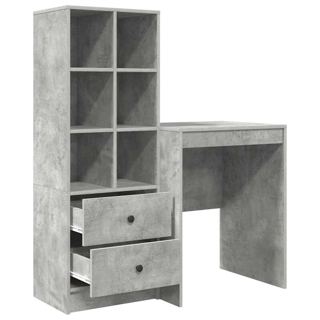 Desk with Storage 2 pcs Concrete Grey 60 x 50 x 76 cm