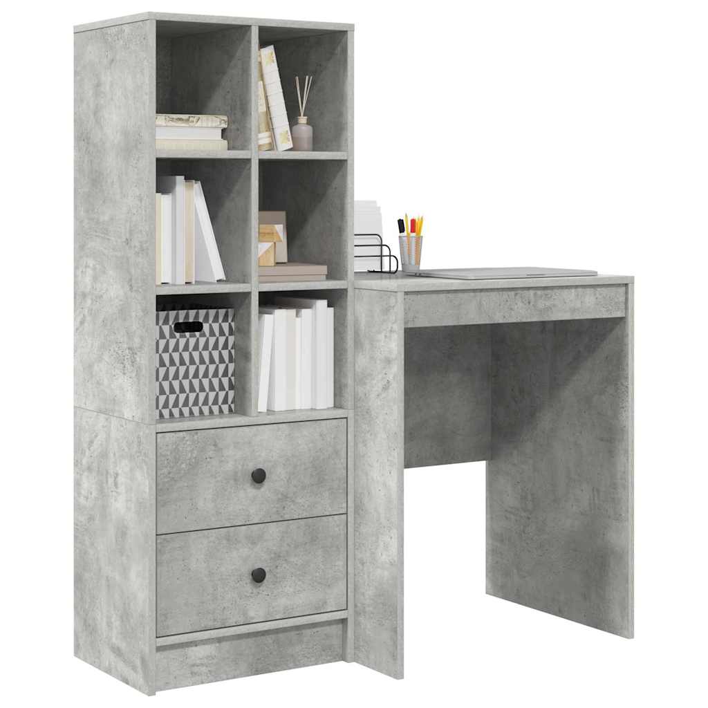 Desk with Storage 2 pcs Concrete Grey 60 x 50 x 76 cm