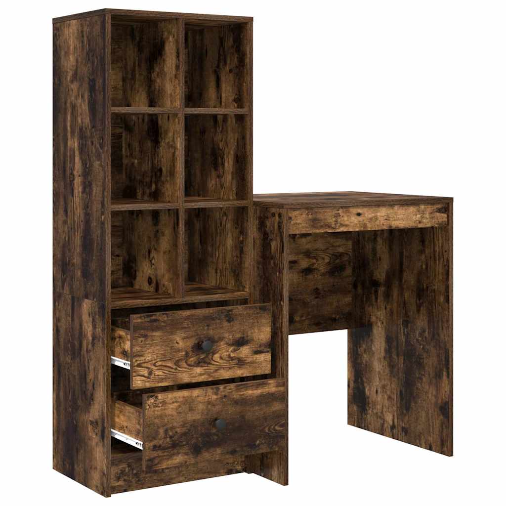 Desk with Storage with Drawer 2 pcs Smoked Oak 60 x 50 x 76 cm