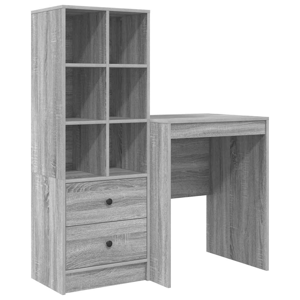Desk with Storage with Drawer 2 pcs Grey sonoma 60 x 50 x 76 cm