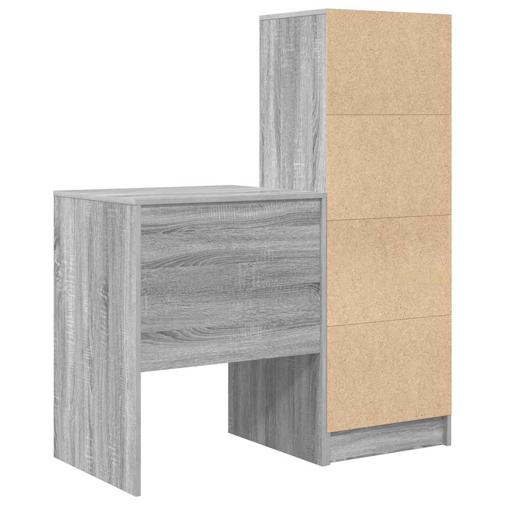 Desk with Storage with Drawer 2 pcs Grey sonoma 60 x 50 x 76 cm