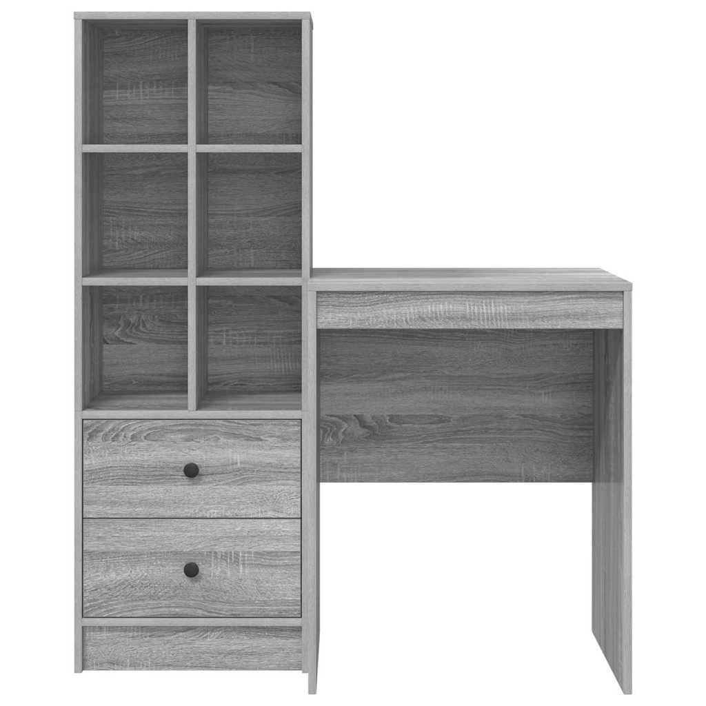 Desk with Storage with Drawer 2 pcs Grey sonoma 60 x 50 x 76 cm