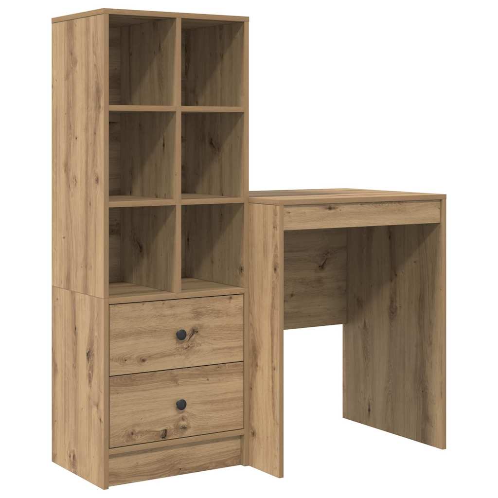 Desk with Storage with Drawer 2 pcs Artisan oak 60 x 50 x 76 cm