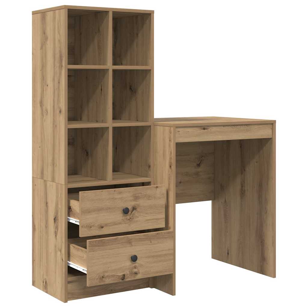 Desk with Storage with Drawer 2 pcs Artisan oak 60 x 50 x 76 cm