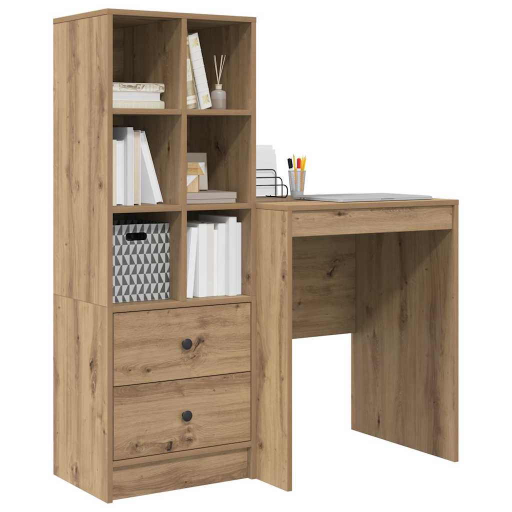 Desk with Storage with Drawer 2 pcs Artisan oak 60 x 50 x 76 cm
