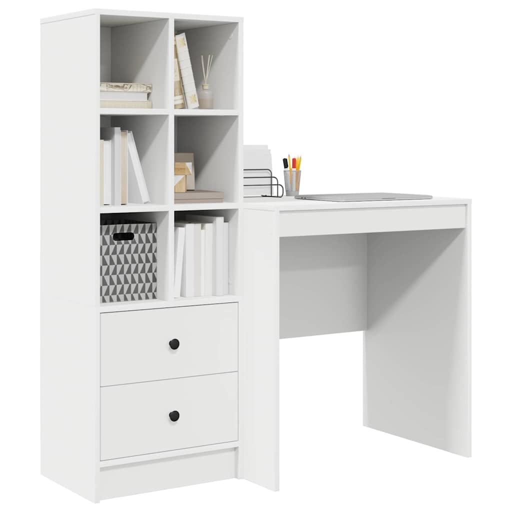 Desk with Storage 2 pcs White 70 x 50 x 76 cm Engineered wood