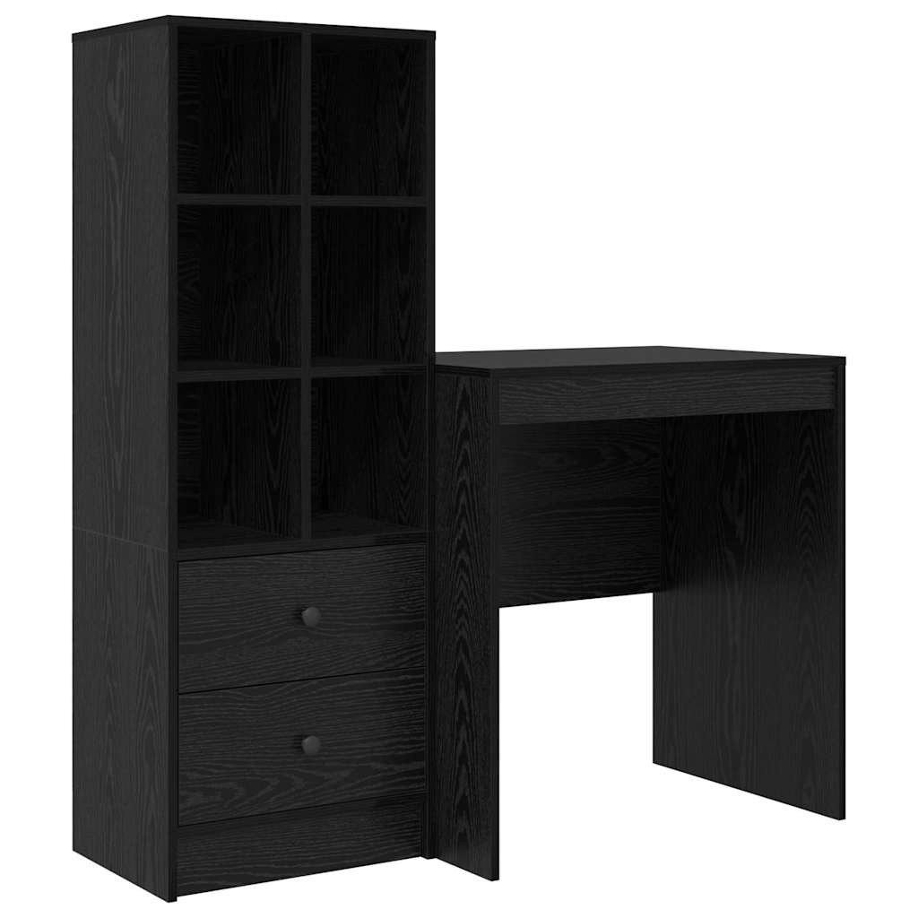 Desk with Storage with Drawer 2 pcs Black oak 70 x 50 x 76 cm