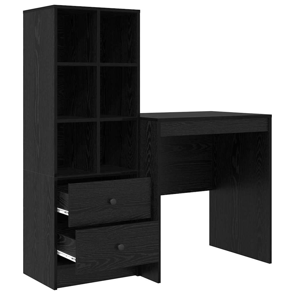 Desk with Storage with Drawer 2 pcs Black oak 70 x 50 x 76 cm
