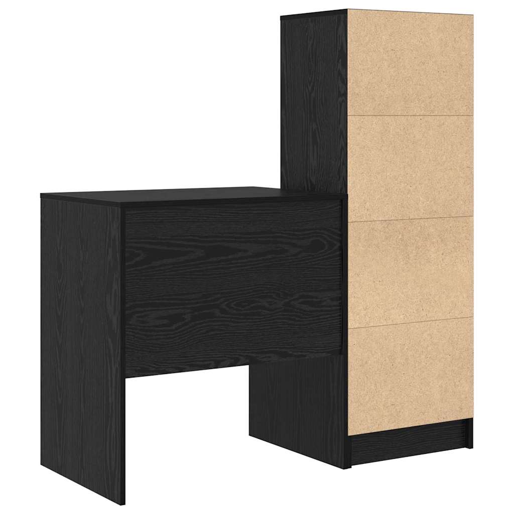 Desk with Storage with Drawer 2 pcs Black oak 70 x 50 x 76 cm