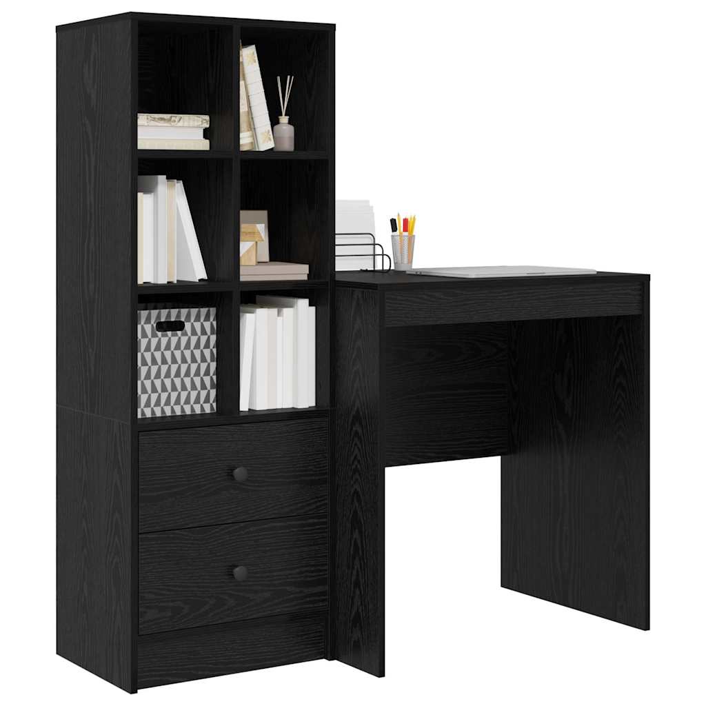Desk with Storage with Drawer 2 pcs Black oak 70 x 50 x 76 cm