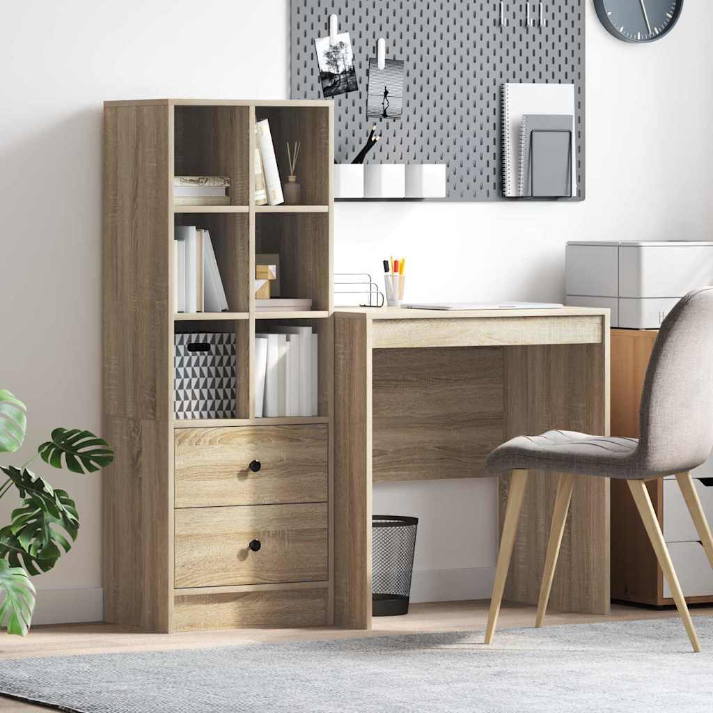 Desk with Storage with Drawer 2 pcs Sonoma Oak 70 x 50 x 76 cm