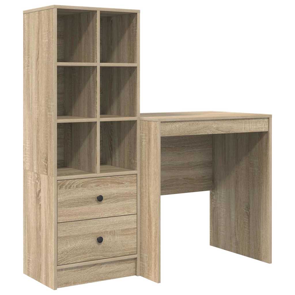 Desk with Storage with Drawer 2 pcs Sonoma Oak 70 x 50 x 76 cm
