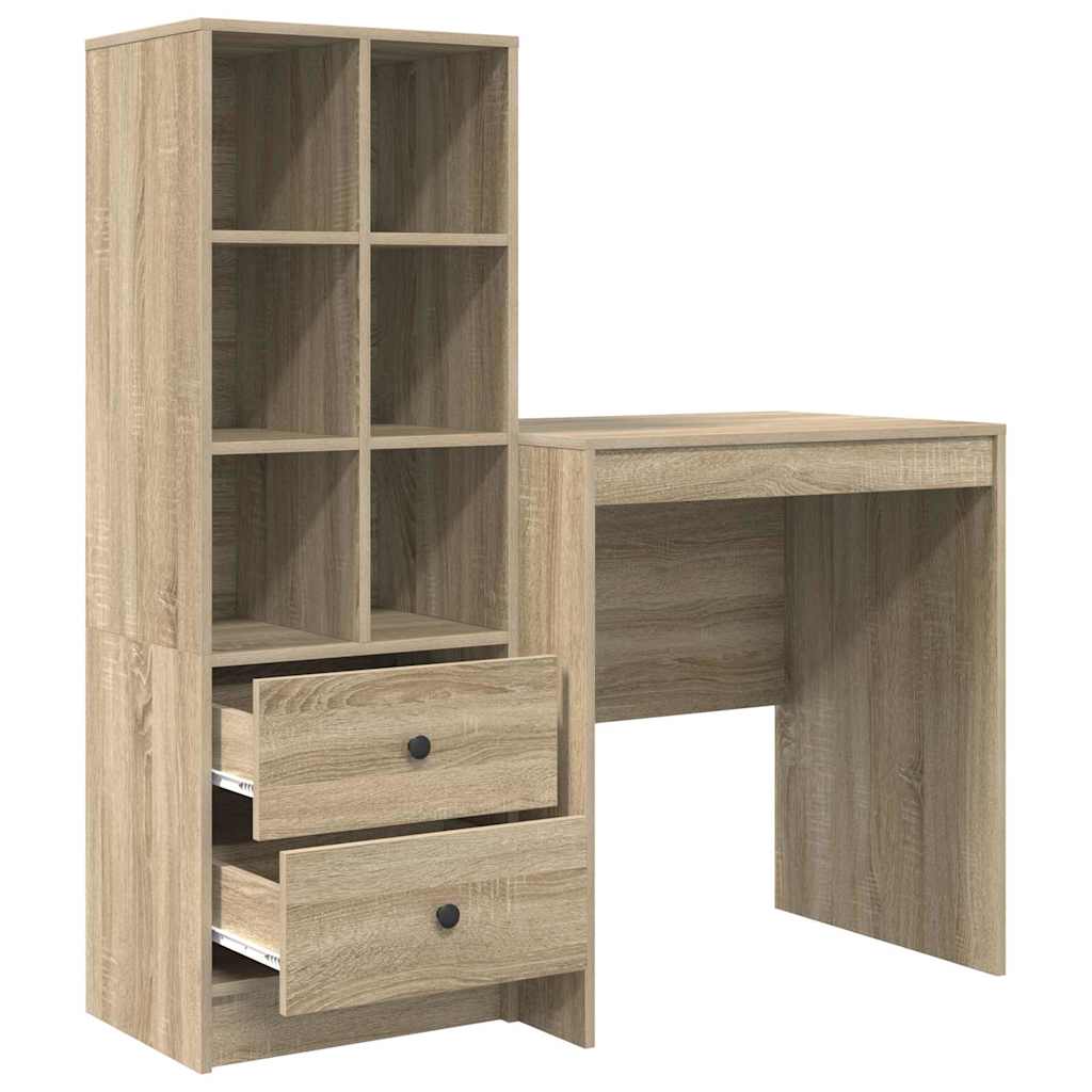 Desk with Storage with Drawer 2 pcs Sonoma Oak 70 x 50 x 76 cm