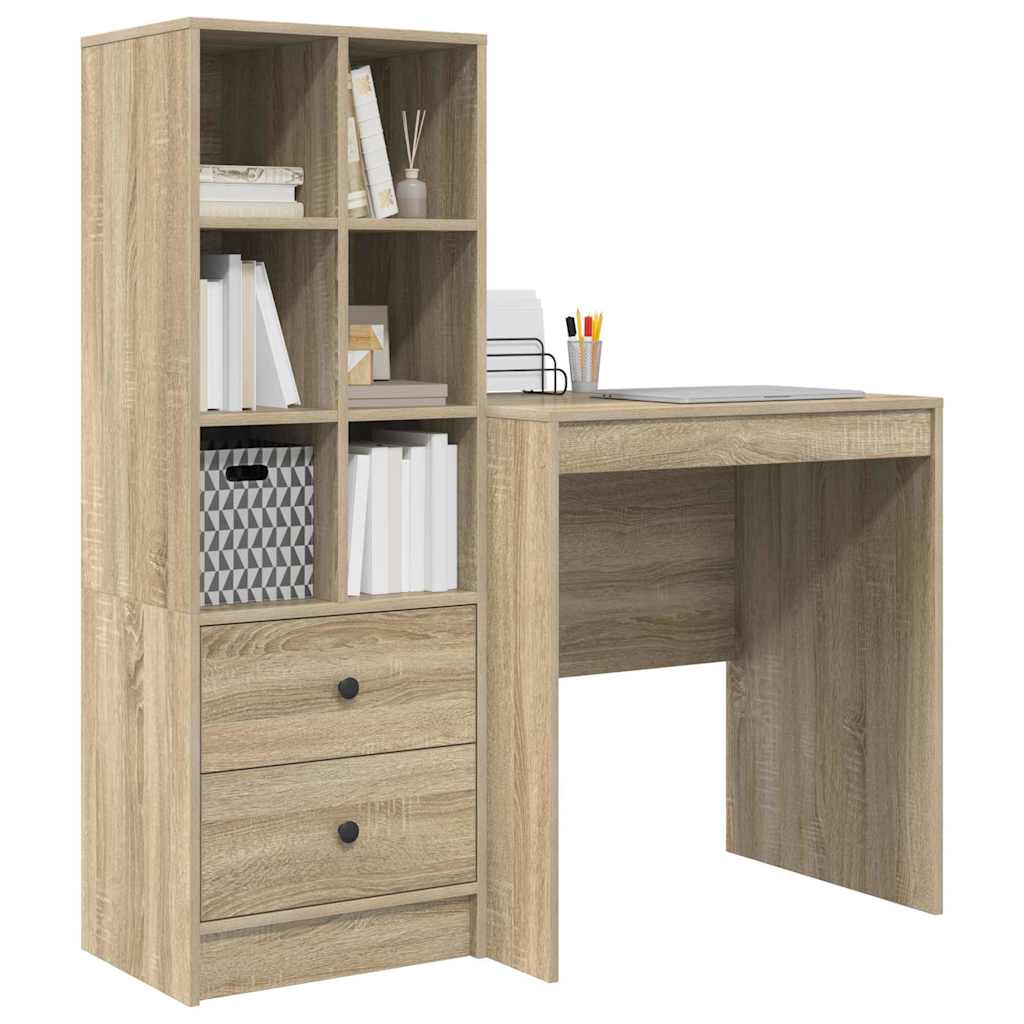 Desk with Storage with Drawer 2 pcs Sonoma Oak 70 x 50 x 76 cm