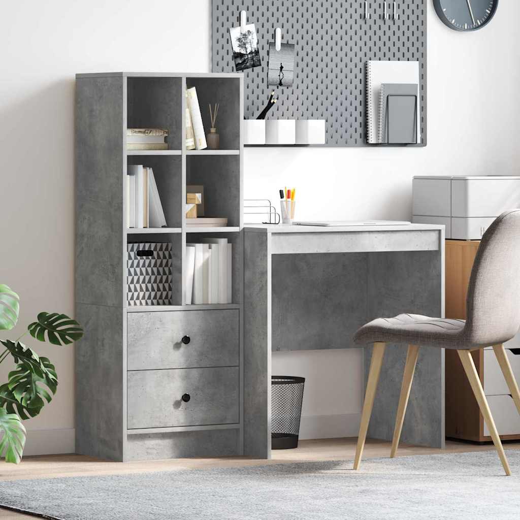 Desk with Storage 2 pcs Concrete Grey 70 x 50 x 76 cm