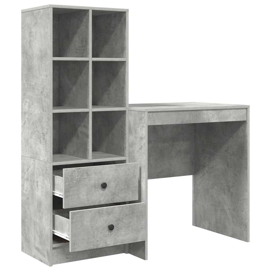 Desk with Storage 2 pcs Concrete Grey 70 x 50 x 76 cm