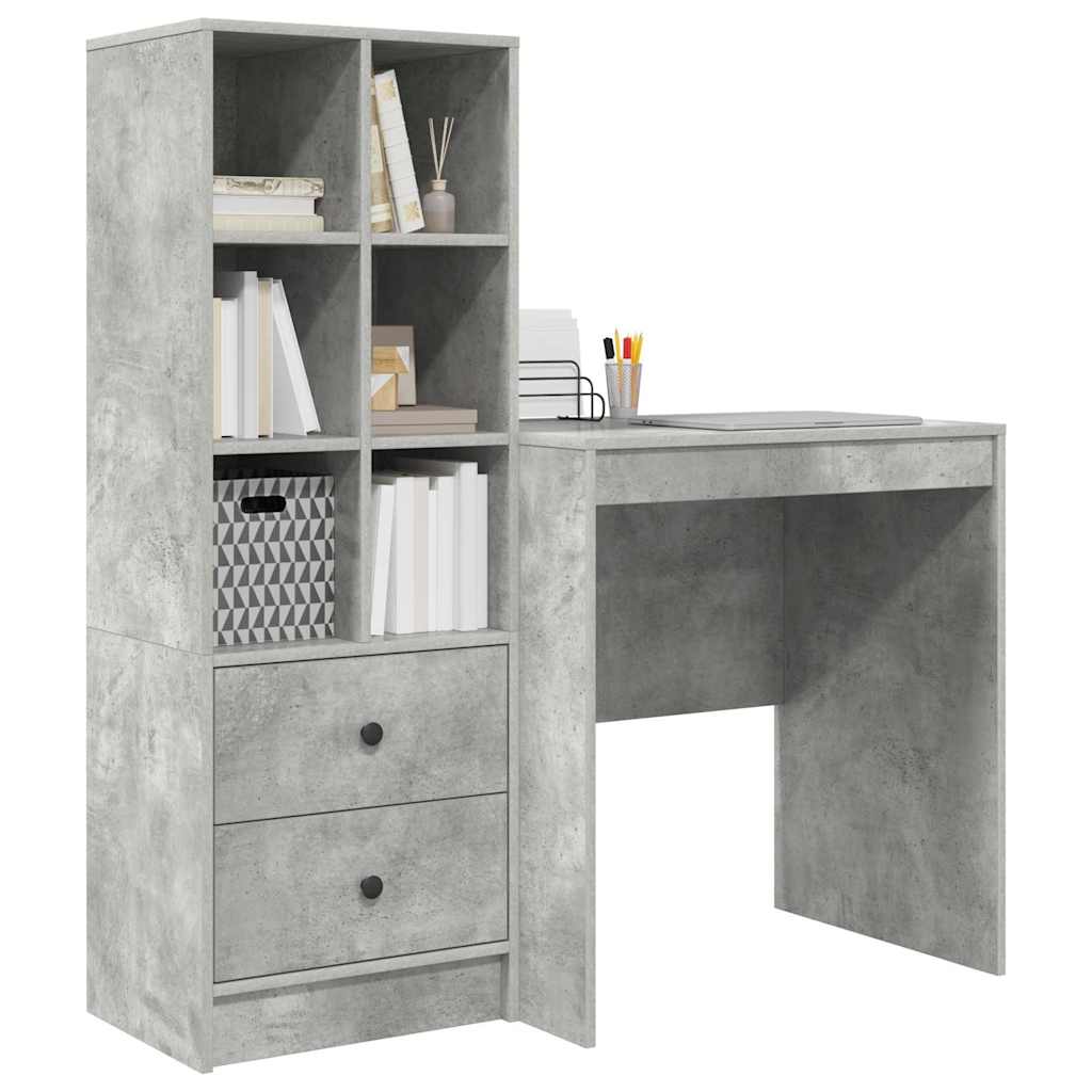 Desk with Storage 2 pcs Concrete Grey 70 x 50 x 76 cm