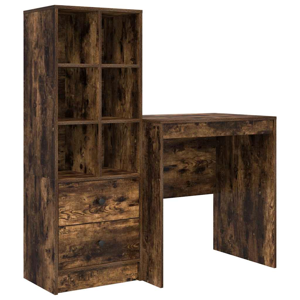 Desk with Storage with Drawer 2 pcs Smoked Oak 70 x 50 x 76 cm