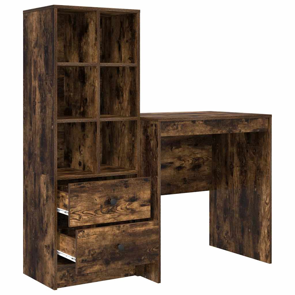 Desk with Storage with Drawer 2 pcs Smoked Oak 70 x 50 x 76 cm