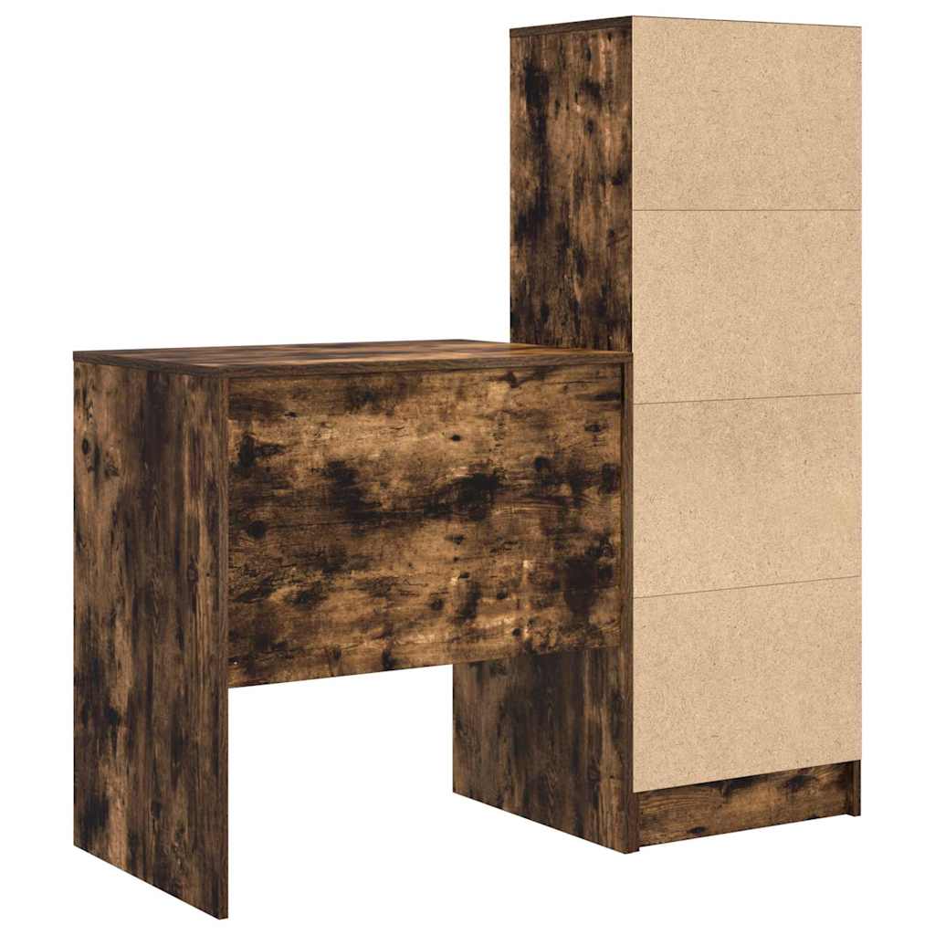 Desk with Storage with Drawer 2 pcs Smoked Oak 70 x 50 x 76 cm