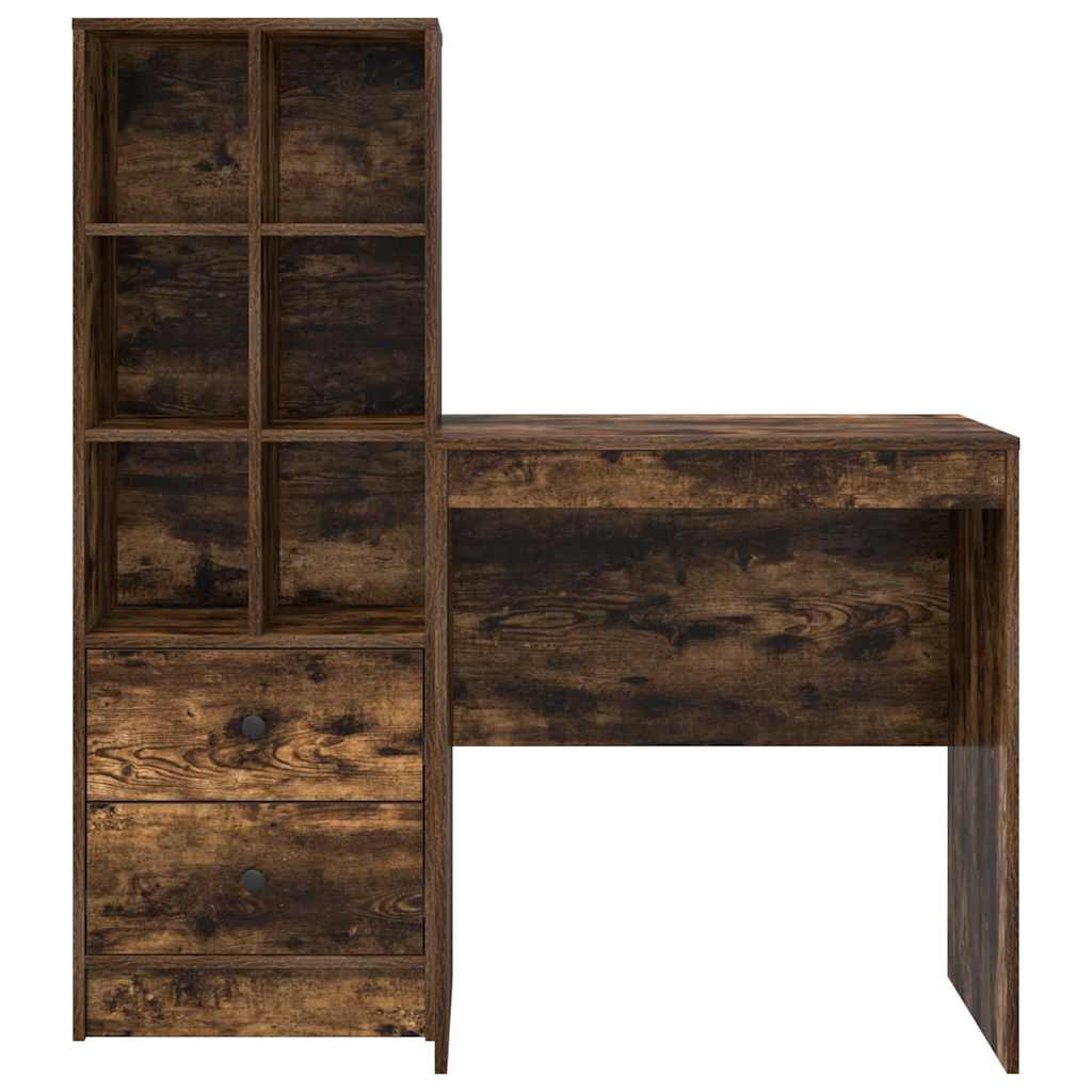Desk with Storage with Drawer 2 pcs Smoked Oak 70 x 50 x 76 cm