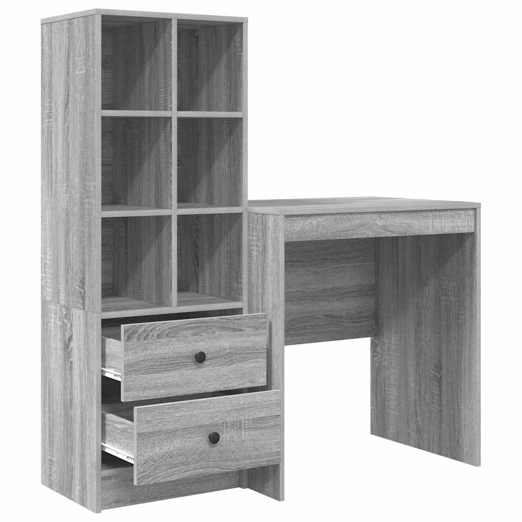 Desk with Storage with Drawer 2 pcs Grey sonoma 70 x 50 x 76 cm