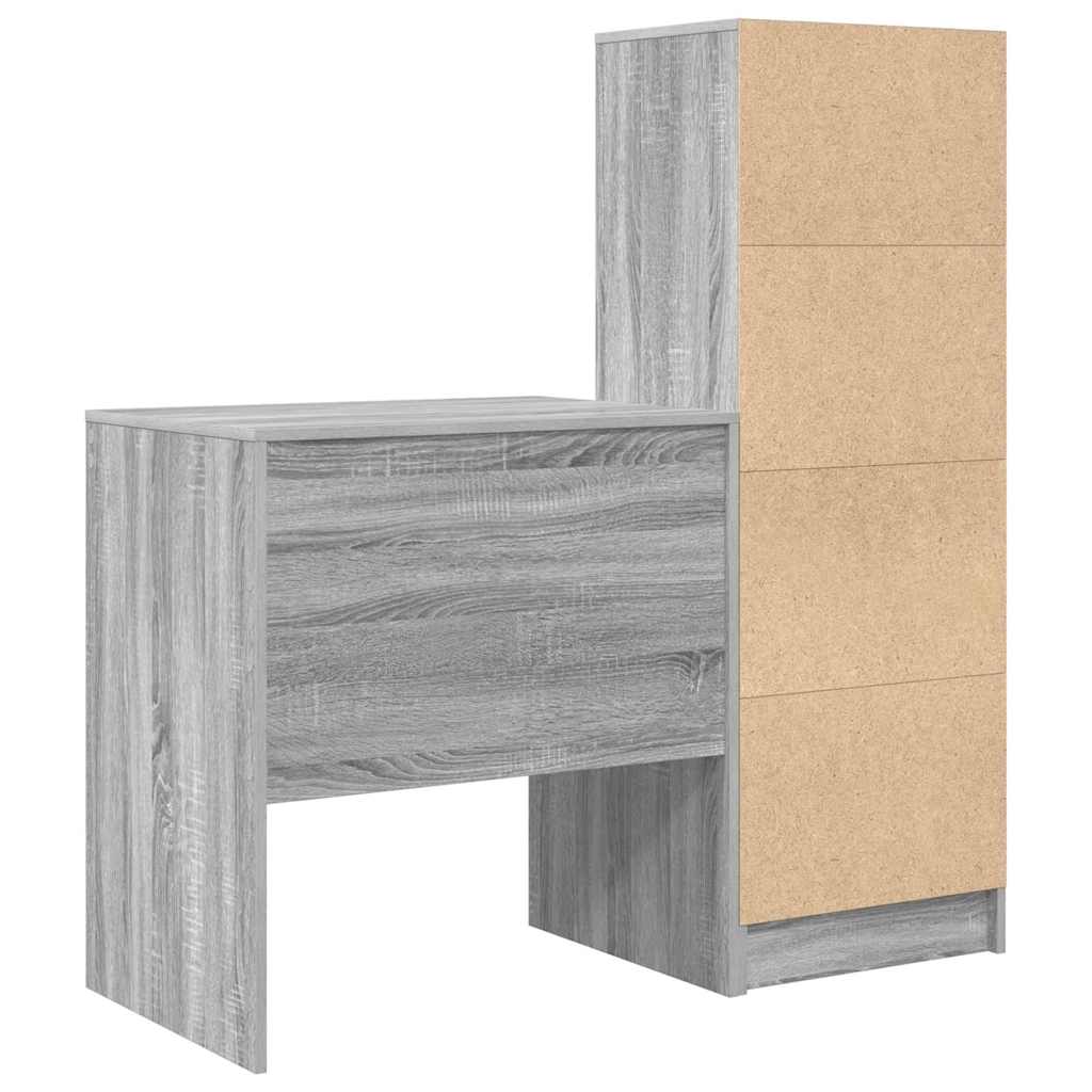 Desk with Storage with Drawer 2 pcs Grey sonoma 70 x 50 x 76 cm