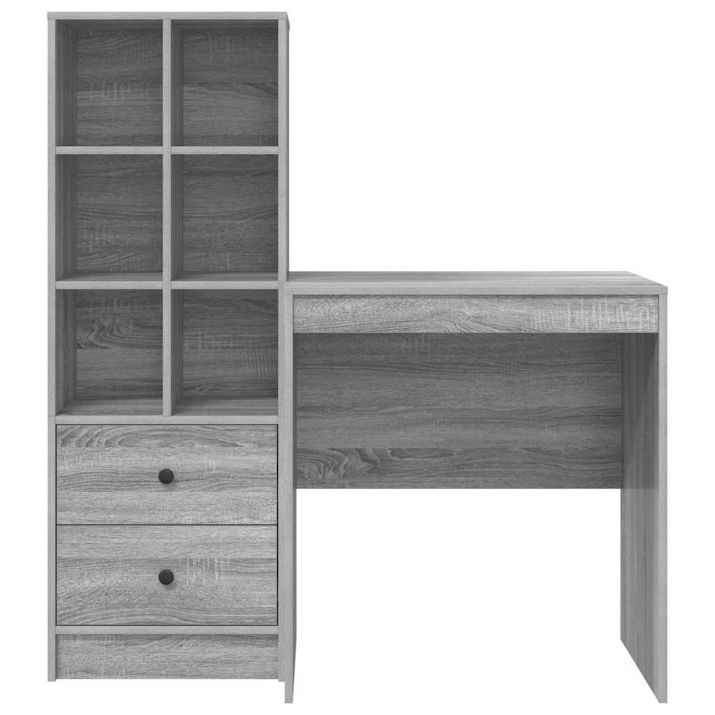 Desk with Storage with Drawer 2 pcs Grey sonoma 70 x 50 x 76 cm