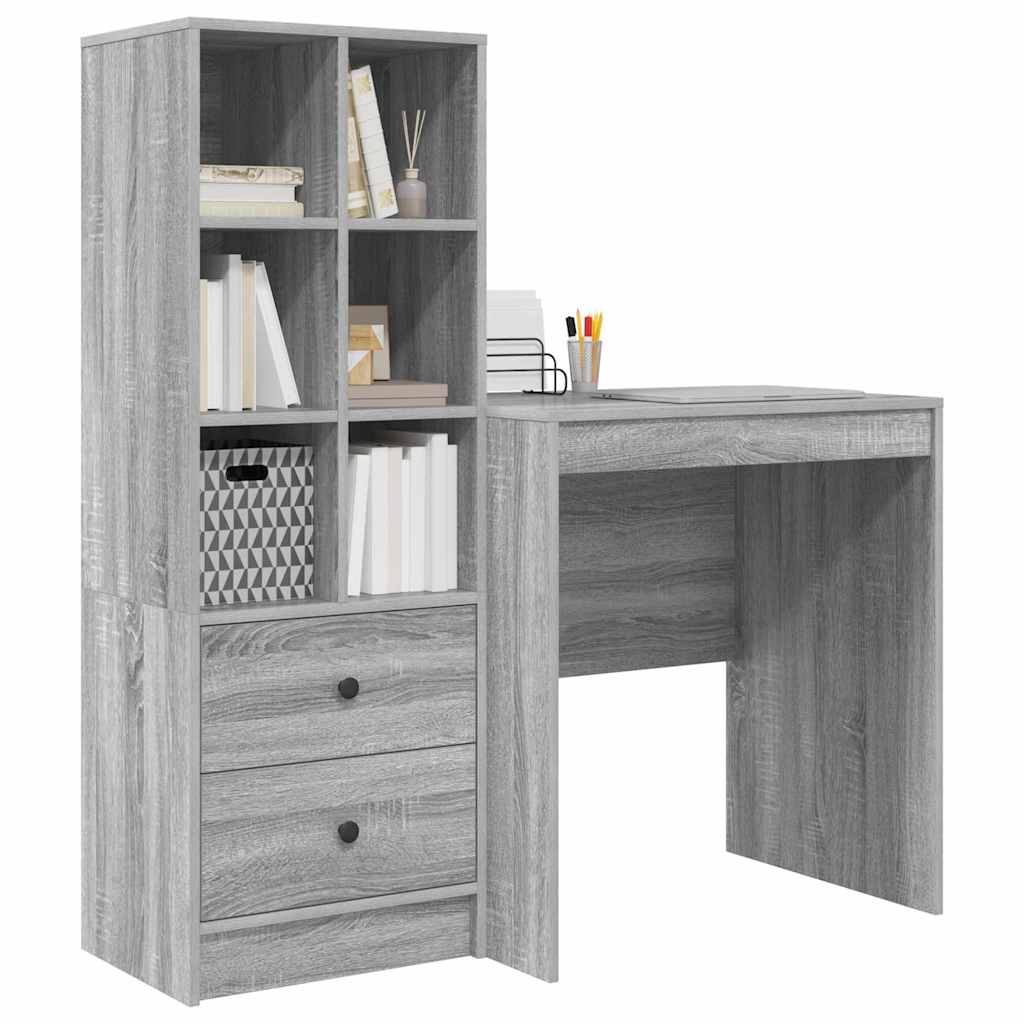 Desk with Storage with Drawer 2 pcs Grey sonoma 70 x 50 x 76 cm