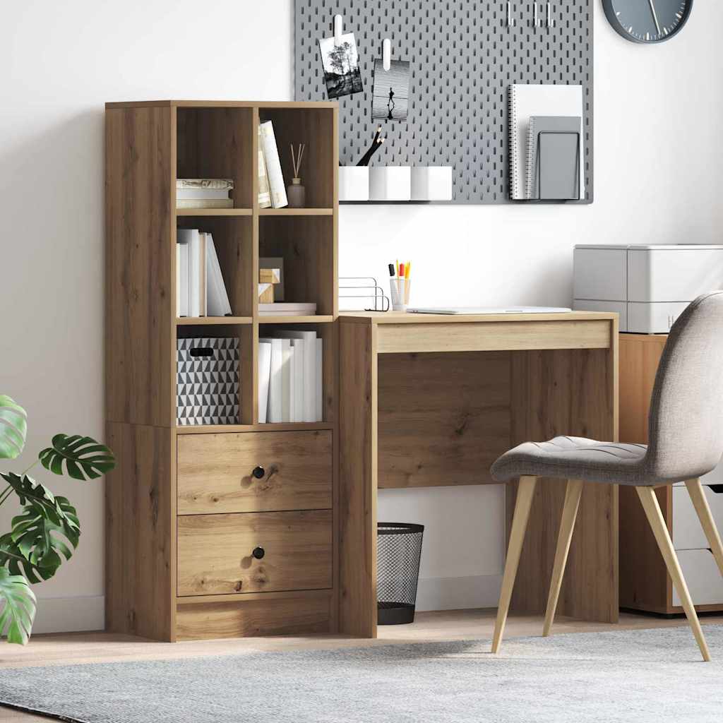 Desk with Storage with Drawer 2 pcs Artisan oak 70 x 50 x 76 cm