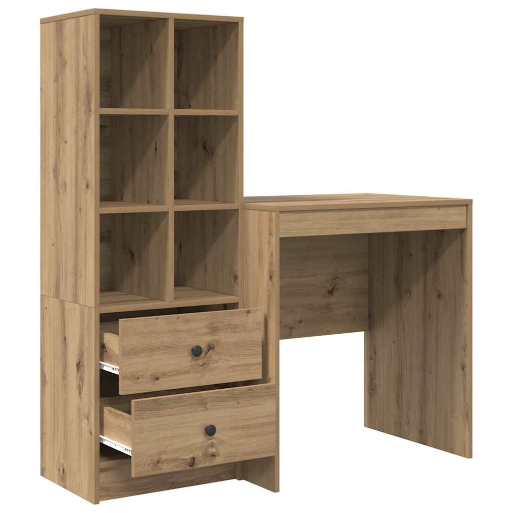 Desk with Storage with Drawer 2 pcs Artisan oak 70 x 50 x 76 cm
