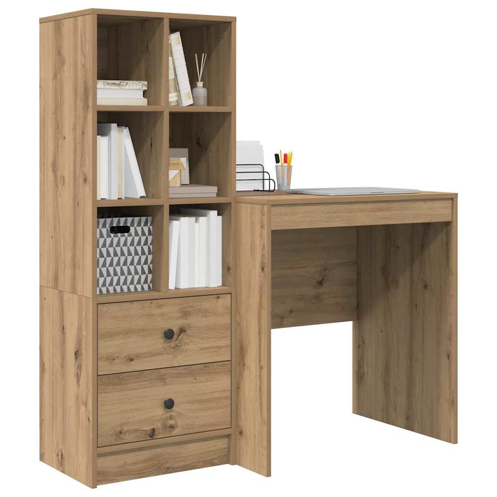 Desk with Storage with Drawer 2 pcs Artisan oak 70 x 50 x 76 cm