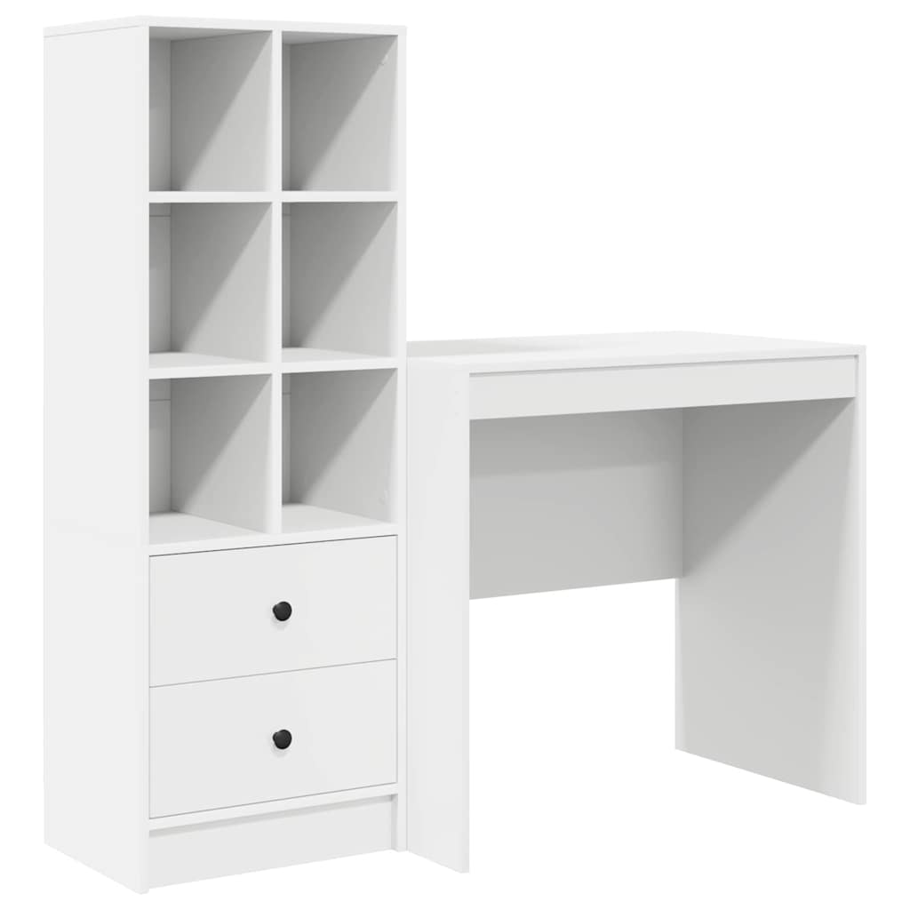 Desk with Storage 2 pcs White 80 x 50 x 76 cm Engineered wood