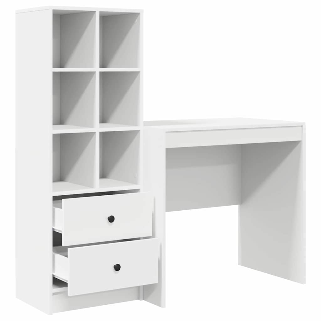 Desk with Storage 2 pcs White 80 x 50 x 76 cm Engineered wood