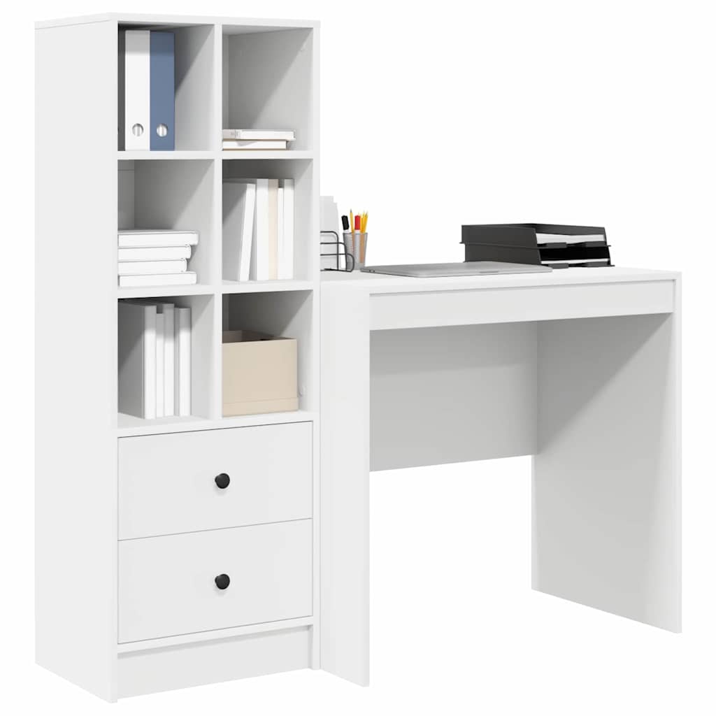 Desk with Storage 2 pcs White 80 x 50 x 76 cm Engineered wood