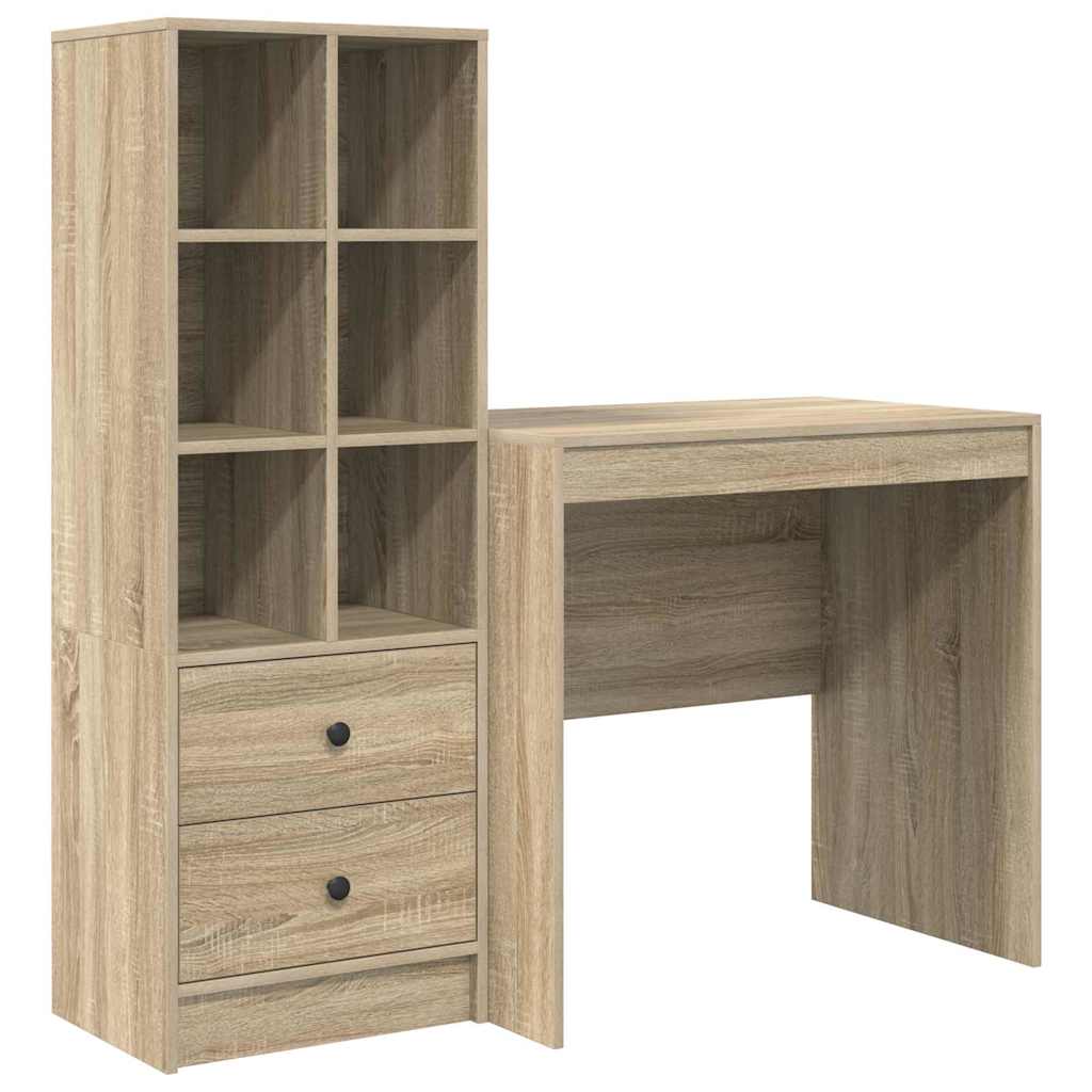Desk with Storage with Drawer 2 pcs Sonoma Oak 80 x 50 x 76 cm