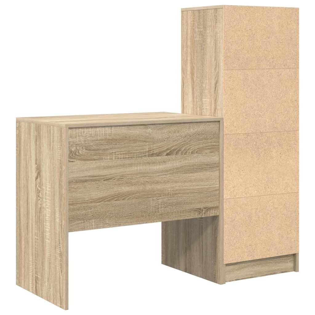 Desk with Storage with Drawer 2 pcs Sonoma Oak 80 x 50 x 76 cm