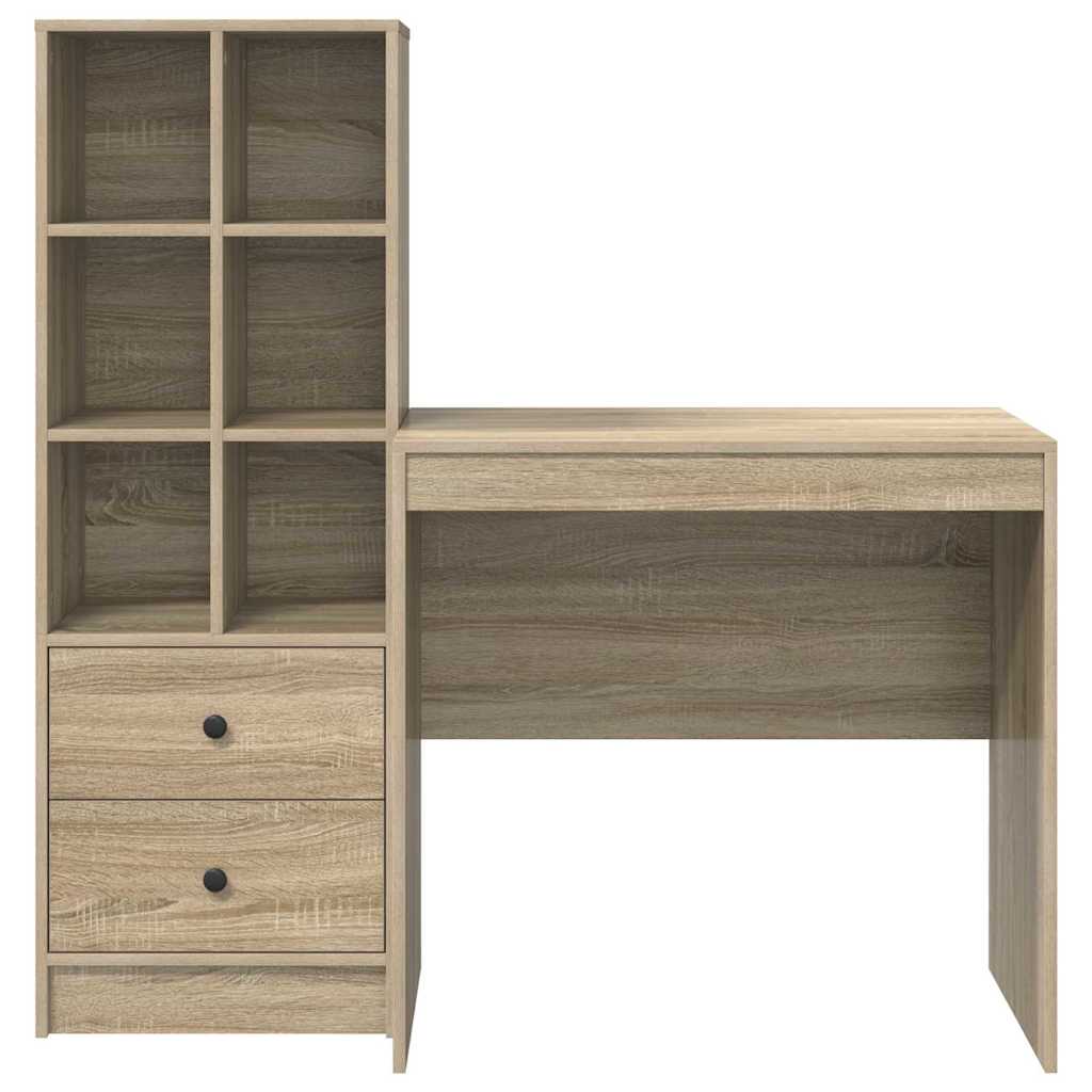 Desk with Storage with Drawer 2 pcs Sonoma Oak 80 x 50 x 76 cm