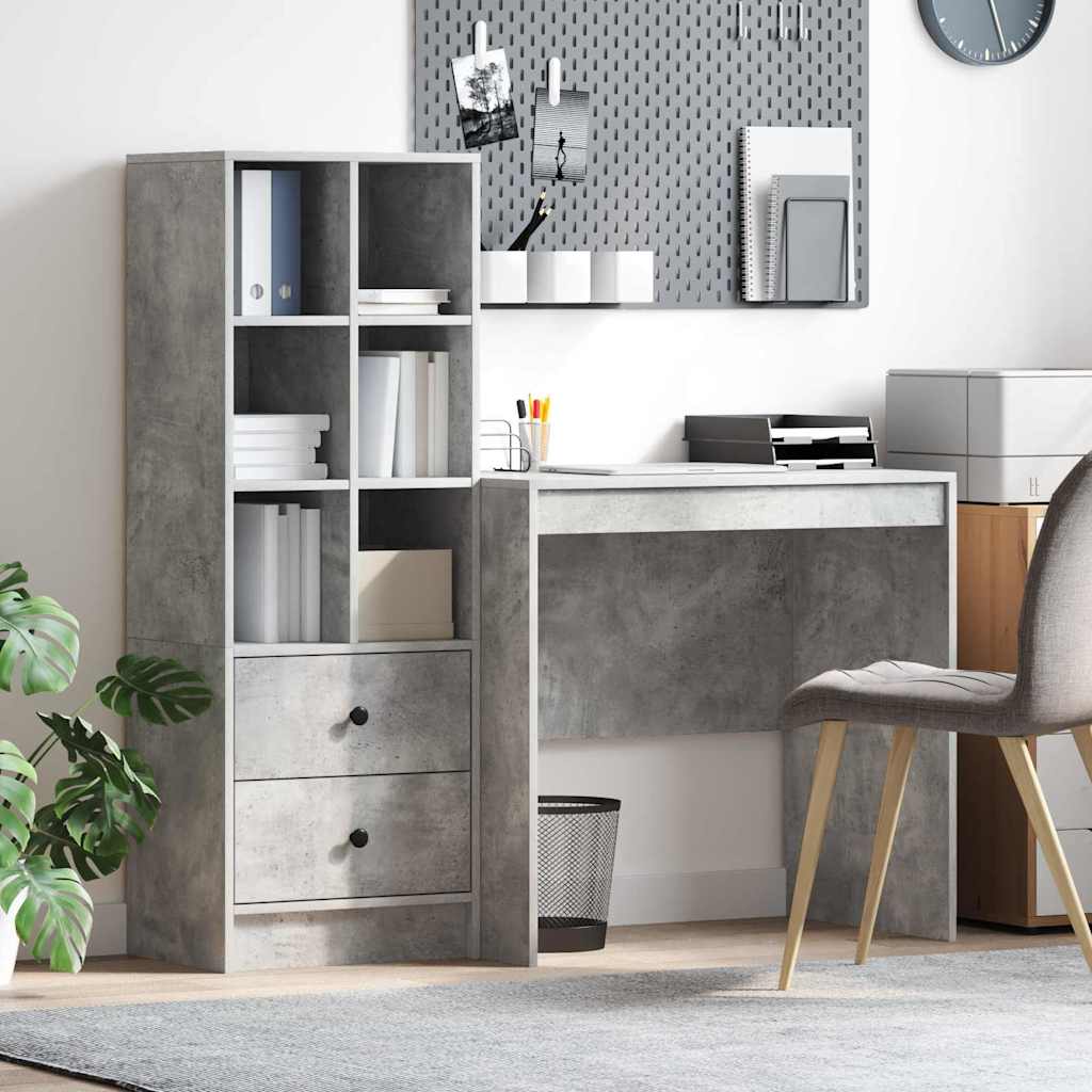 Desk with Storage 2 pcs Concrete Grey 80 x 50 x 76 cm