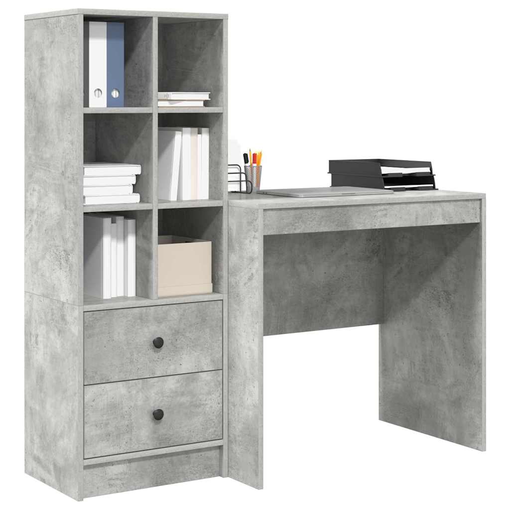 Desk with Storage 2 pcs Concrete Grey 80 x 50 x 76 cm