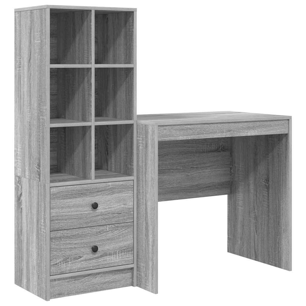 Desk with Storage with Drawer 2 pcs Grey sonoma 80 x 50 x 76 cm